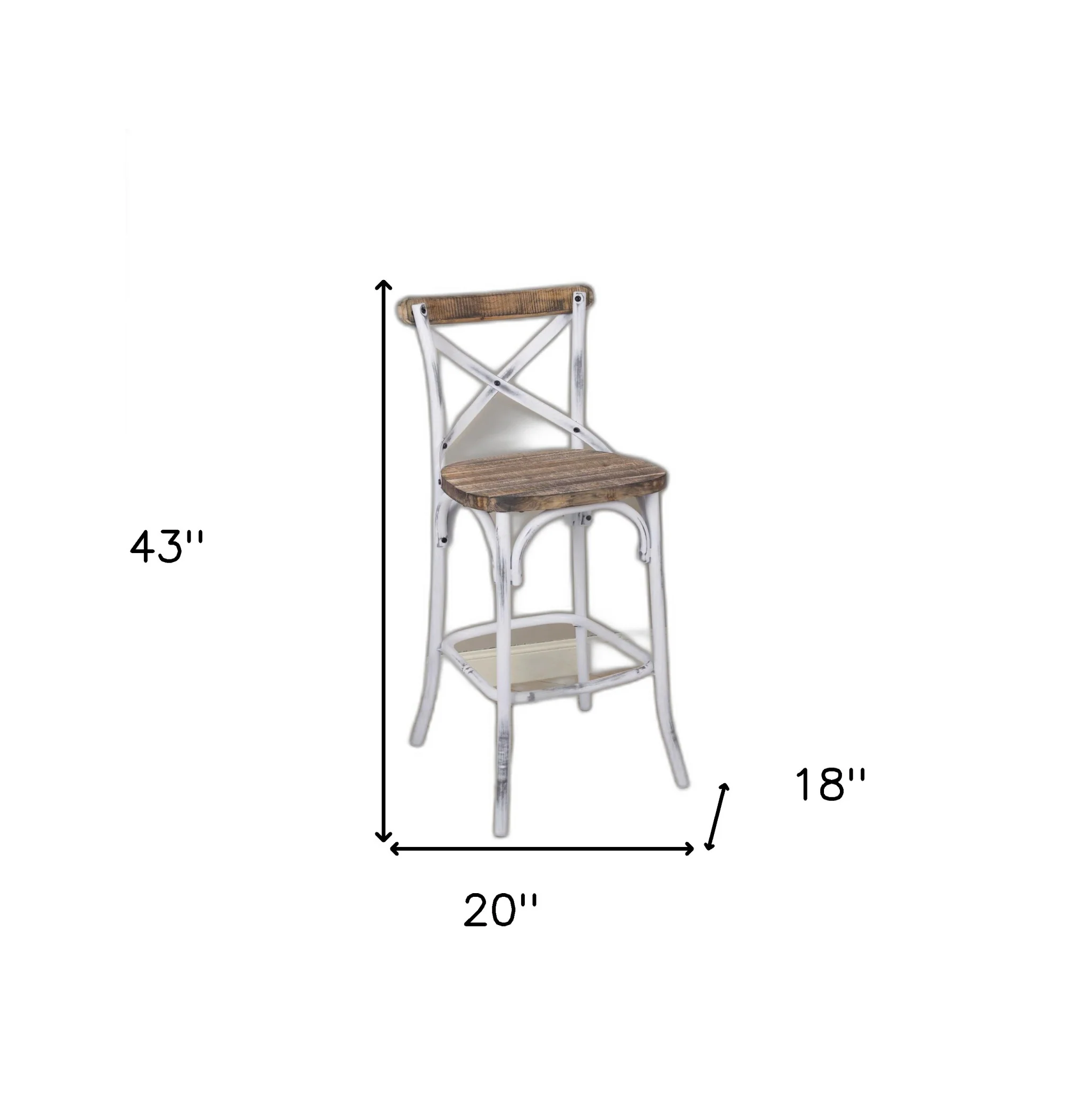 Antique White Wooden Bar Chair By Homeroots - Image 8