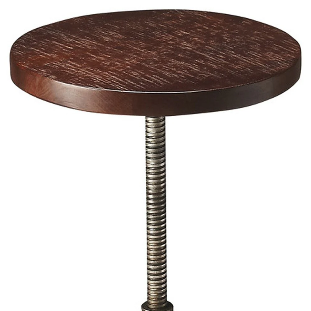Antique Wood And Metal Bar Stool By Homeroots - Image 4