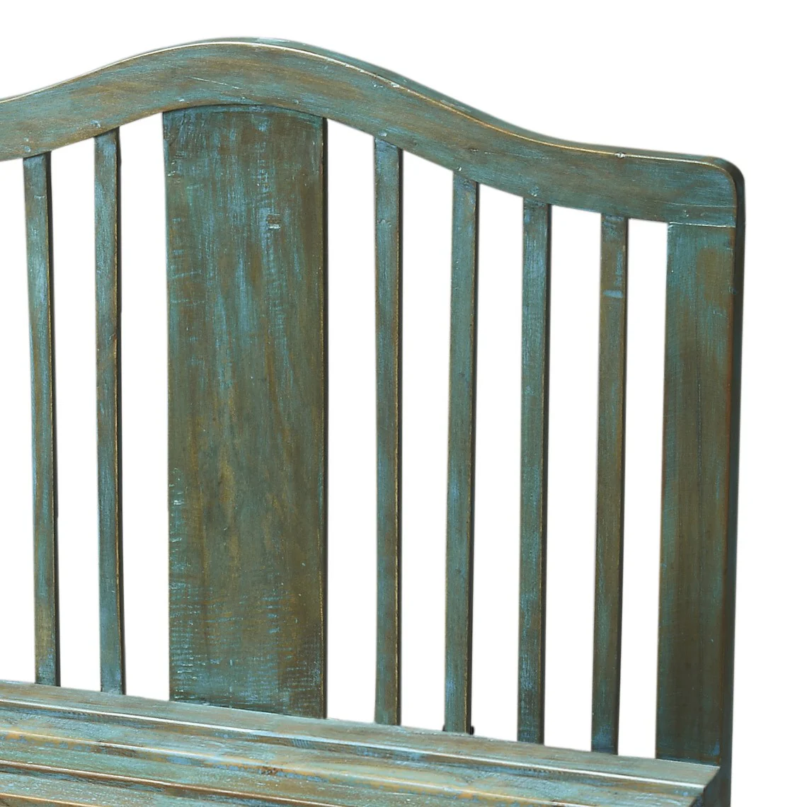 Antiqued Blue Solid Wood Bench By Homeroots - Image 2