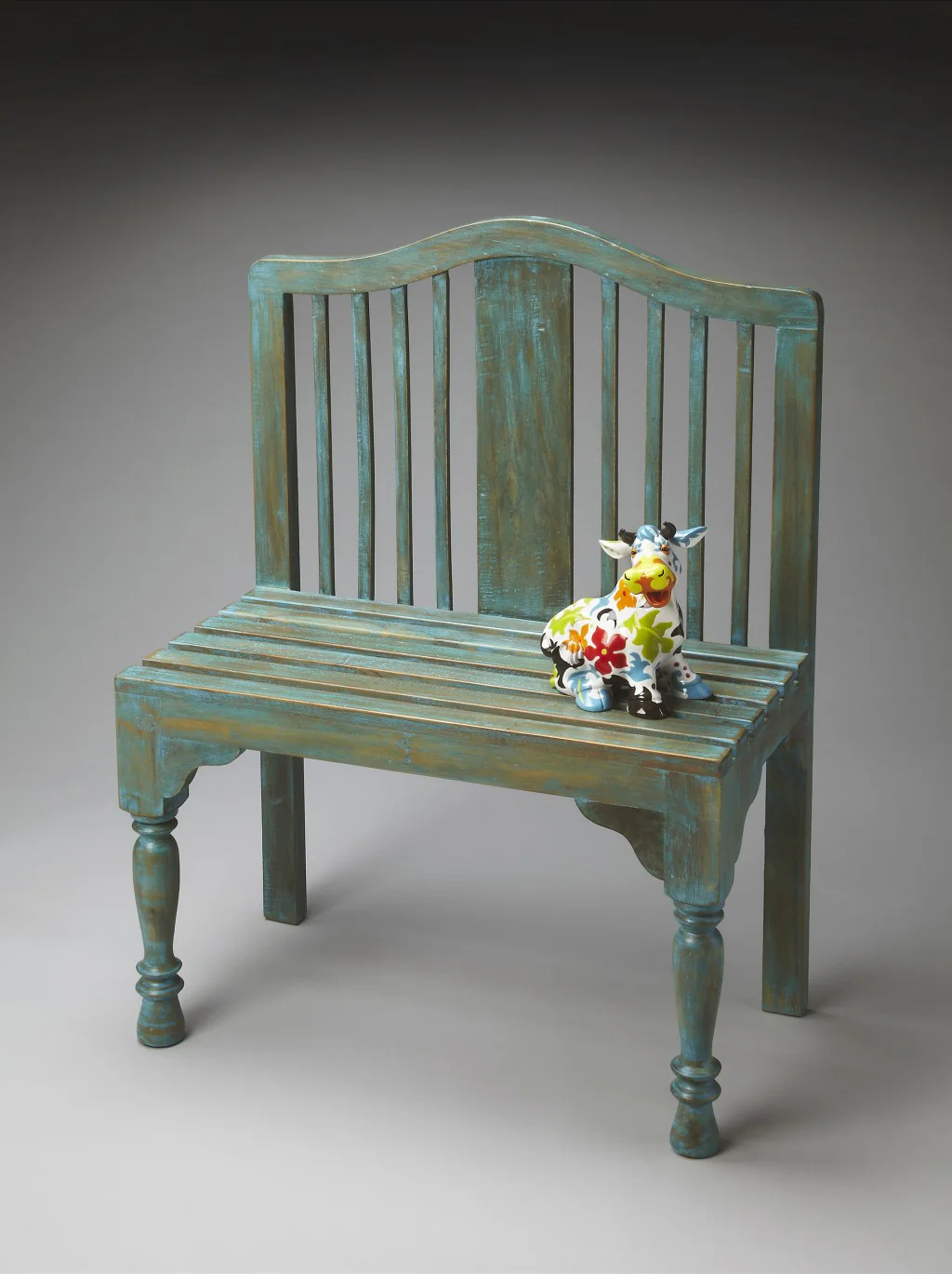 Antiqued Blue Solid Wood Bench By Homeroots - Image 4