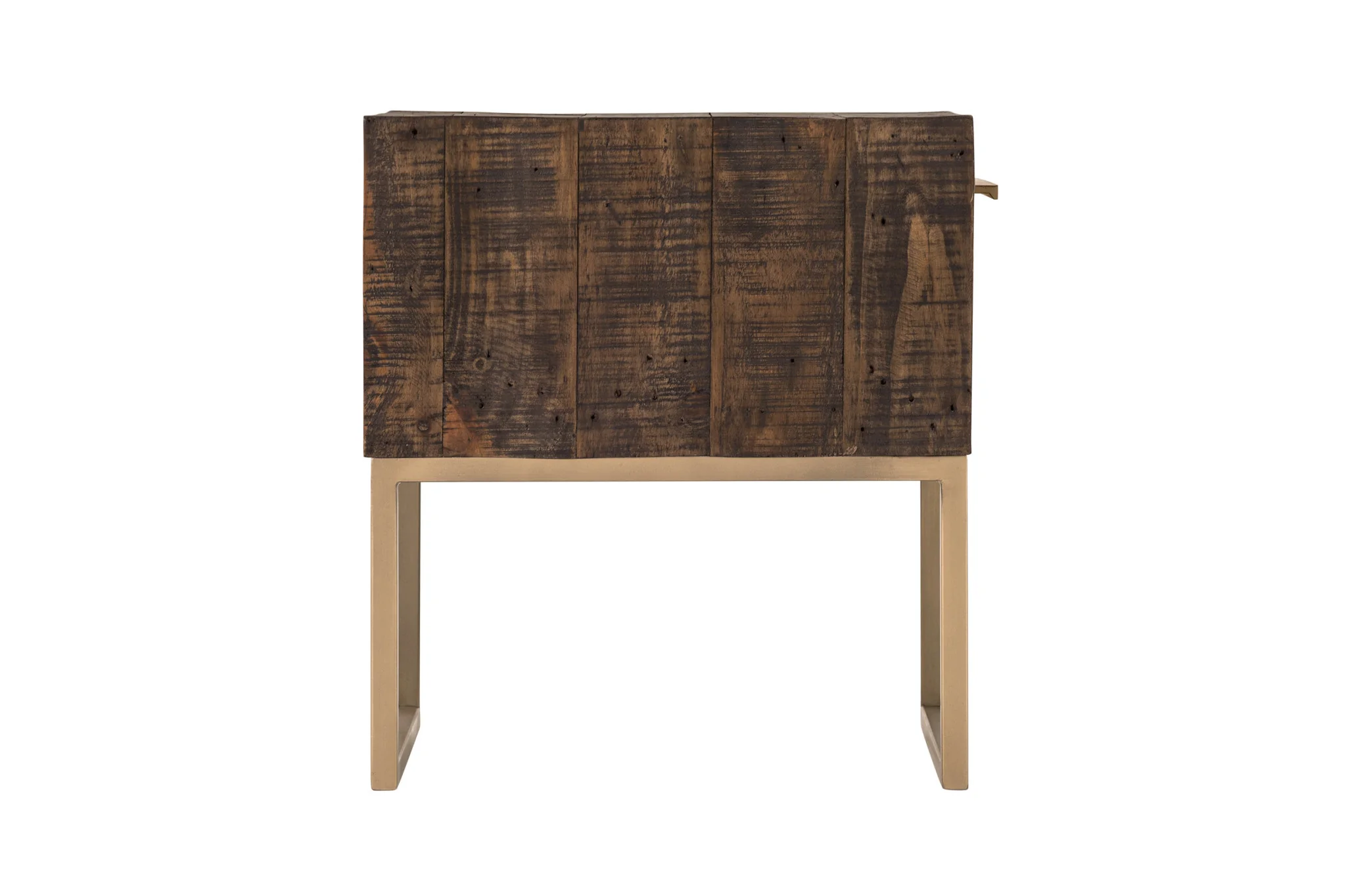 Antiqued Brass And Brown Reclaimed Wood End Table With Drawer By Homeroots - Image 3
