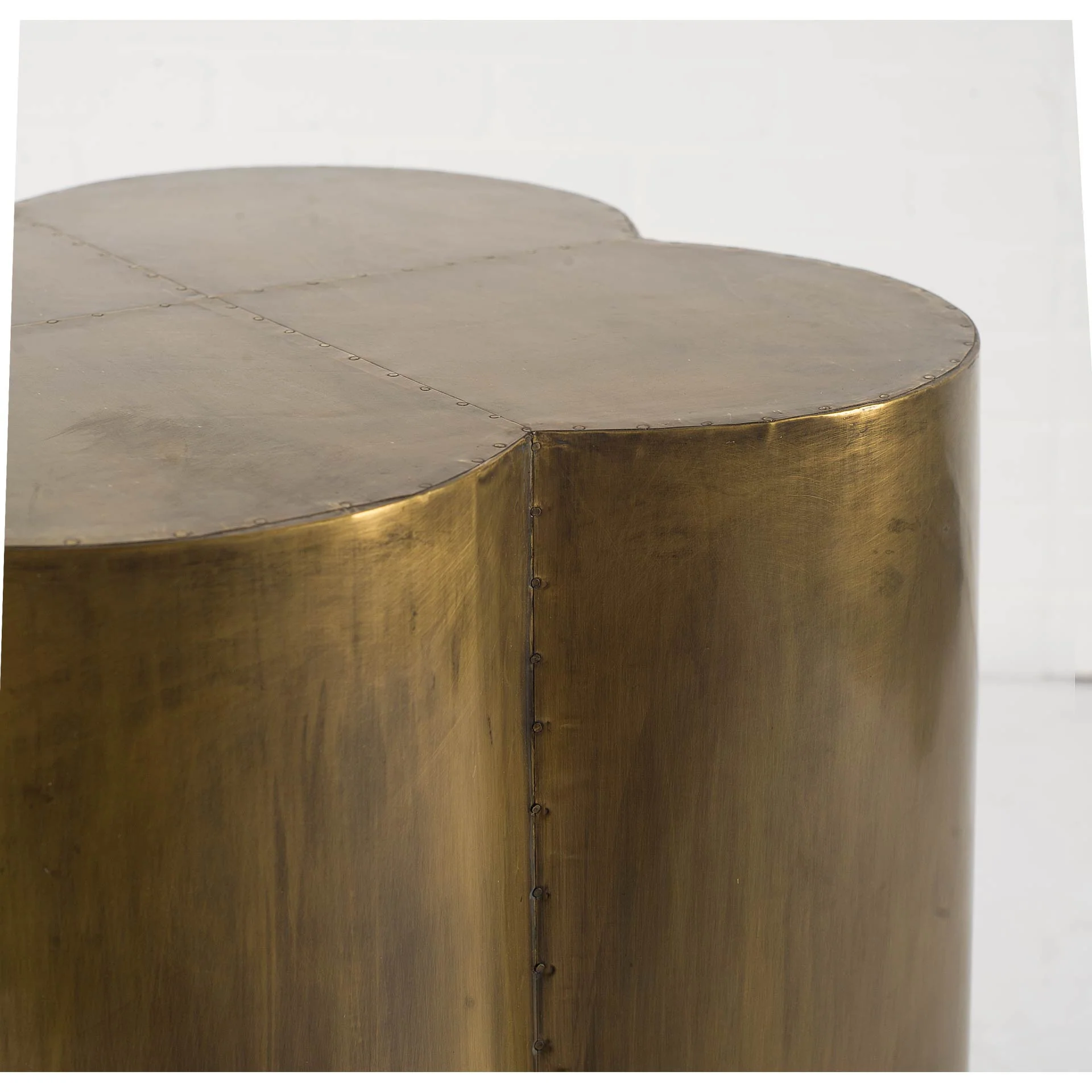Antiqued Brass and Clad Wooden Accent Table with Flower Top By Homeroots - Image 2