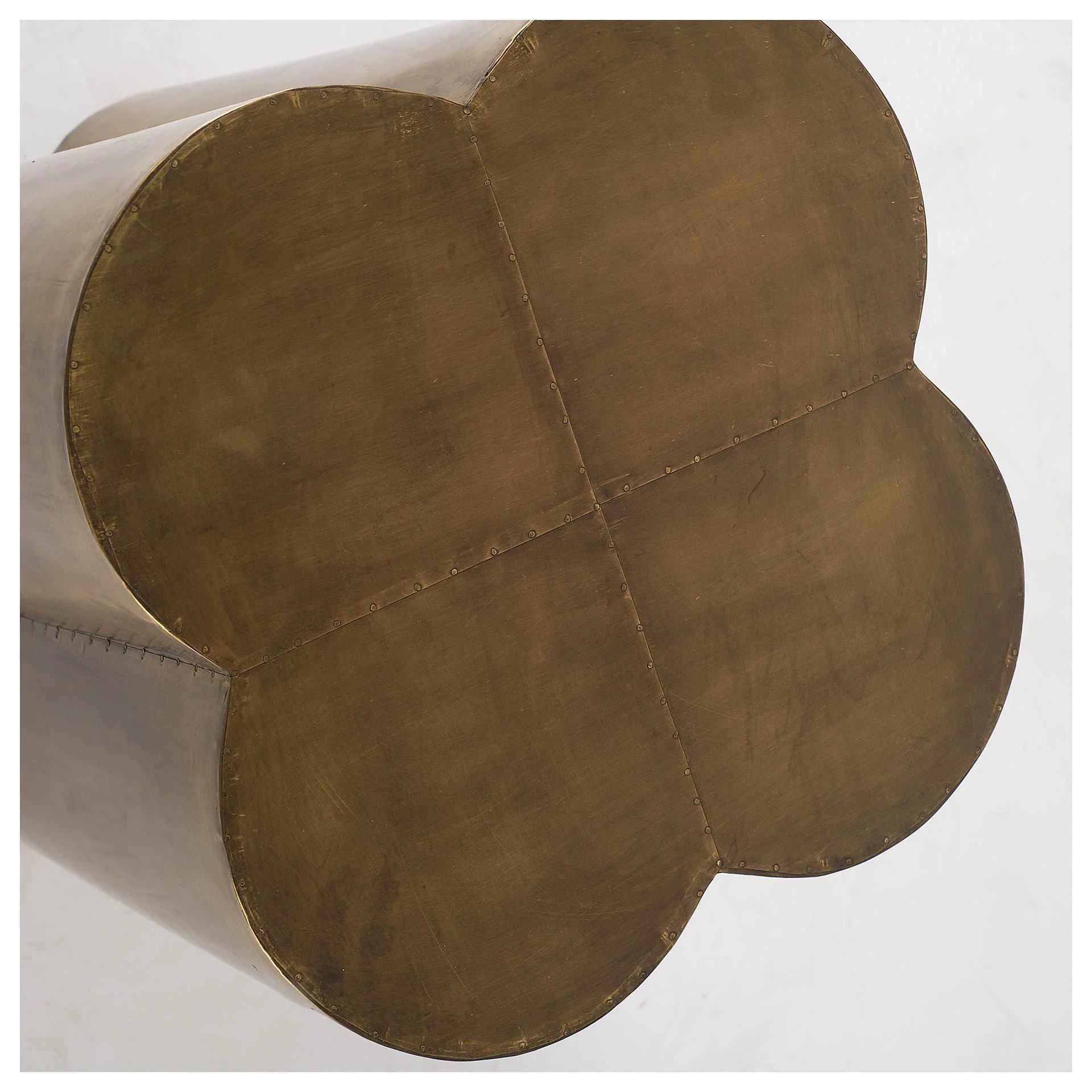 Antiqued Brass and Clad Wooden Accent Table with Flower Top By Homeroots - Image 3