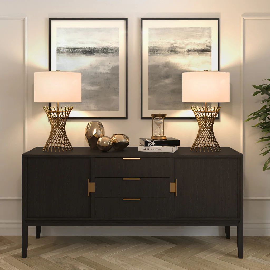 Antiqued Brass Metal Adjustable Table Lamp With White Drum Shade By Homeroots - Image 5