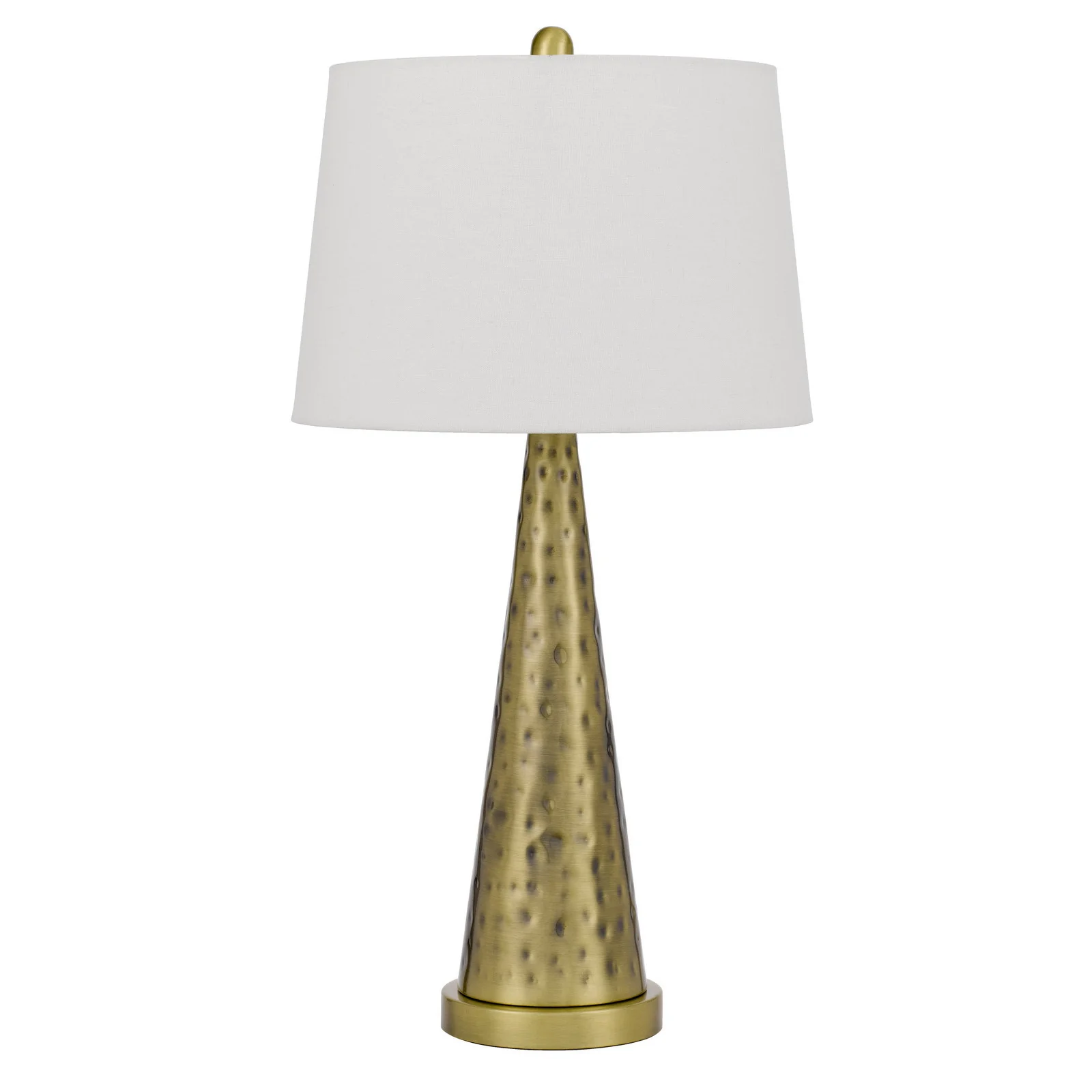 Antiqued Brass Metal Geometric Table Lamp With White Empire Shade By Homeroots - Image 4