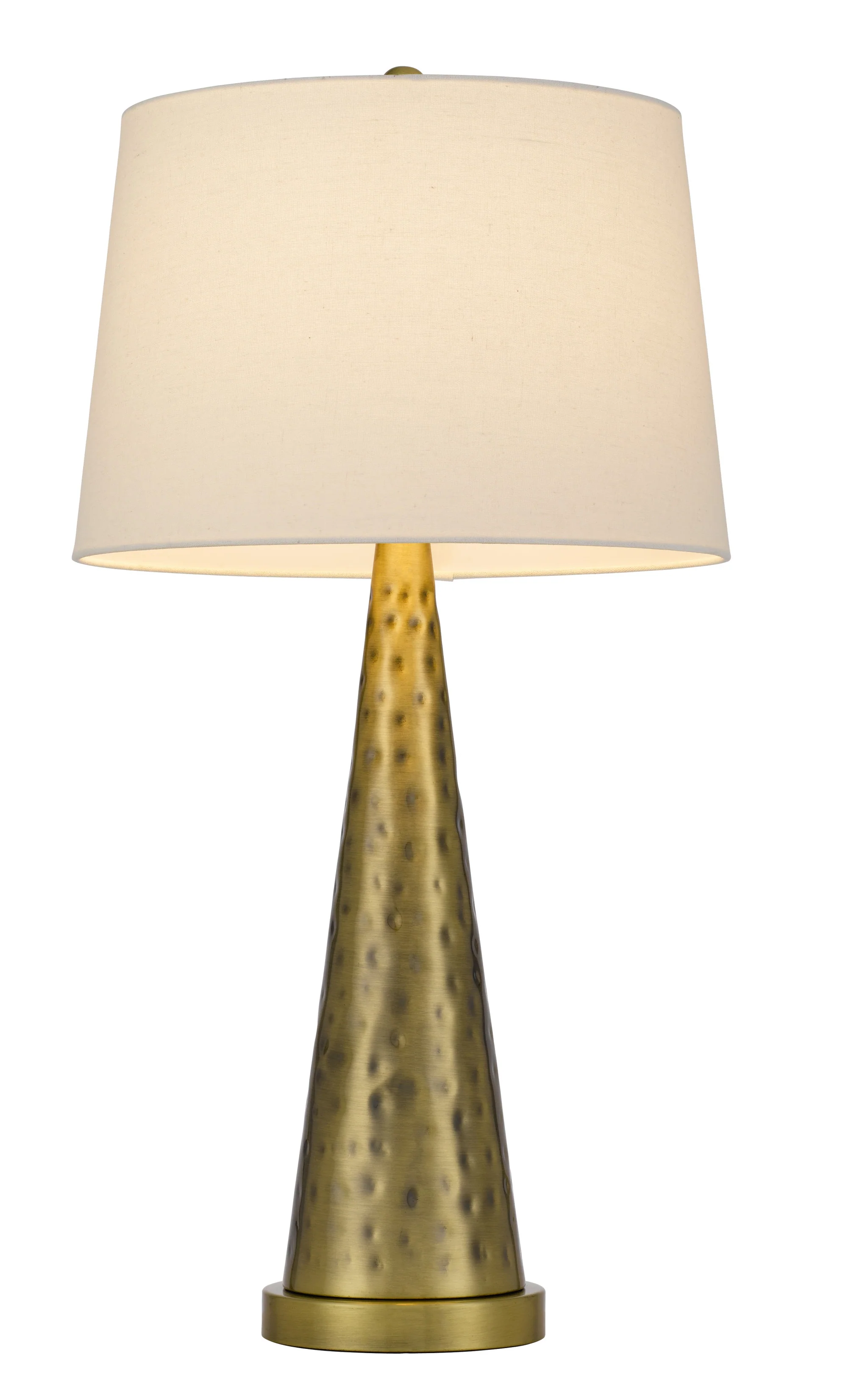 Antiqued Brass Metal Geometric Table Lamp With White Empire Shade By Homeroots - Image 5