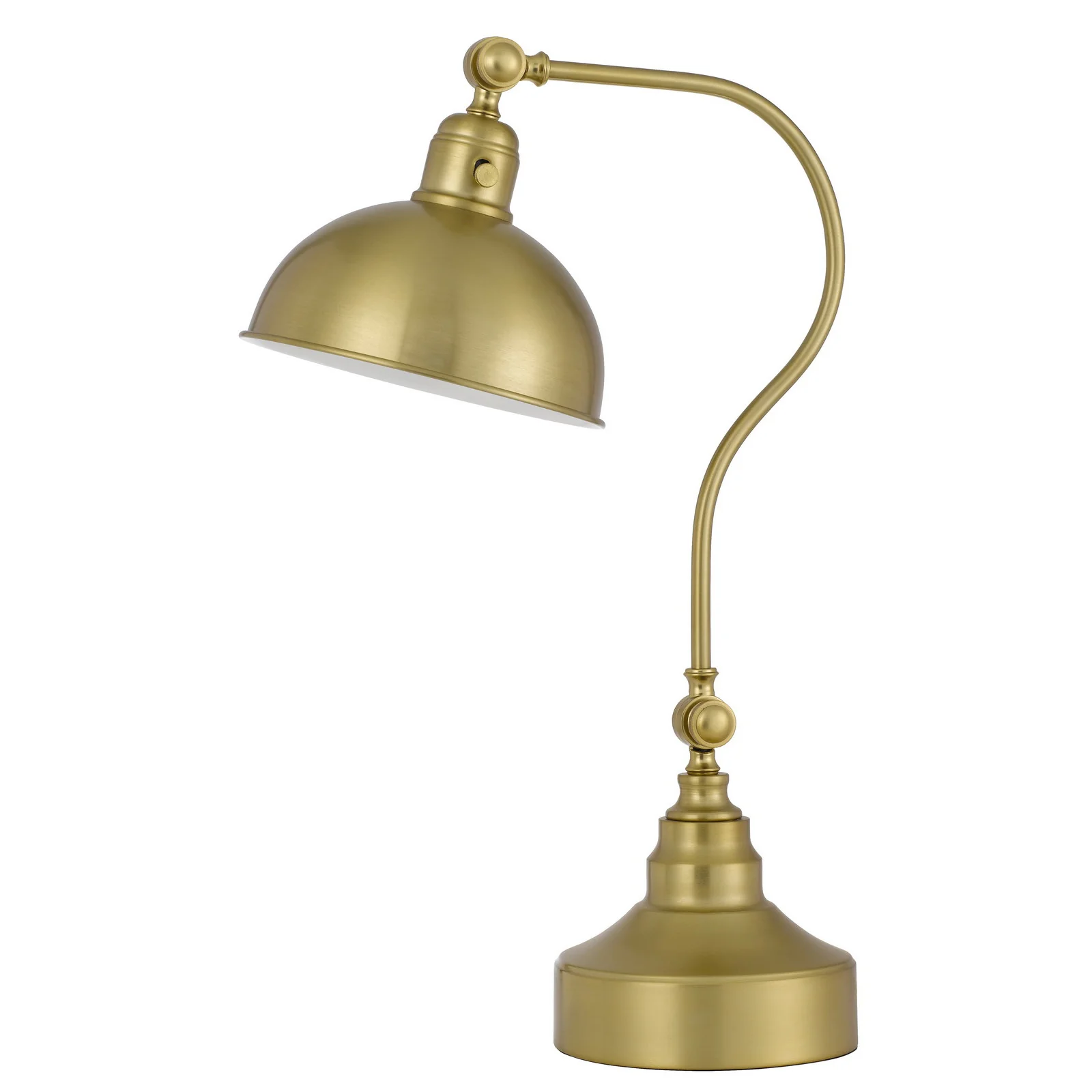 Antiqued Brass Metal Lantern Desk Lamp With Antiqued Brass Dome Shade By Homeroots - Image 4