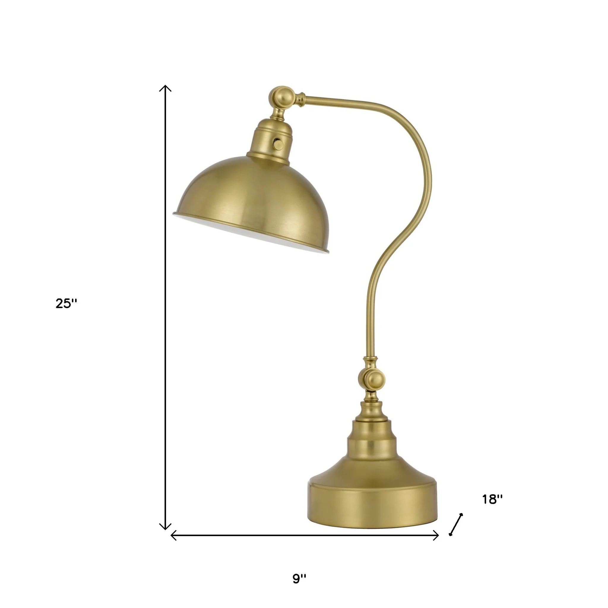Antiqued Brass Metal Lantern Desk Lamp With Antiqued Brass Dome Shade By Homeroots - Image 6
