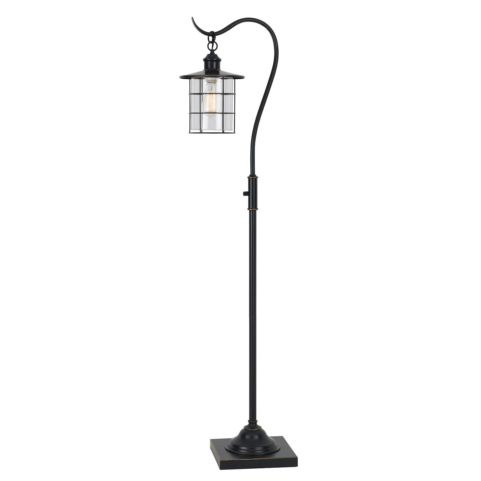 Antiqued Bronze Lantern Style Floor Lamp With Glass and Metal Shade By Homeroots - Image 2