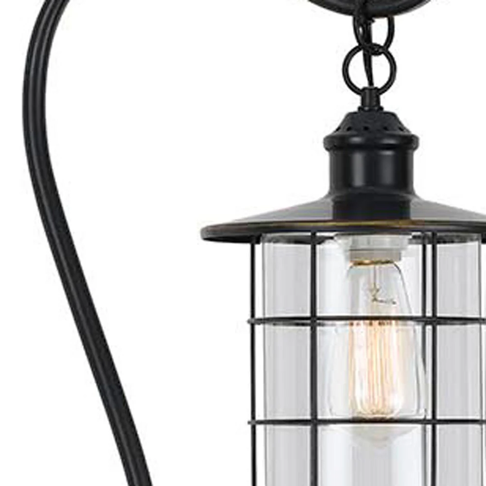 Antiqued Bronze Lantern Style Floor Lamp With Glass and Metal Shade By Homeroots - Image 3