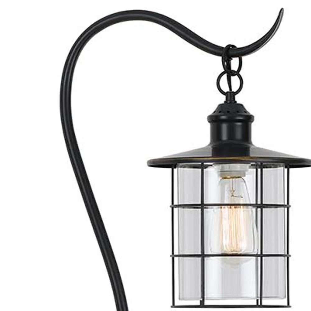 Antiqued Bronze Lantern Style Floor Lamp With Glass and Metal Shade By Homeroots - Image 4