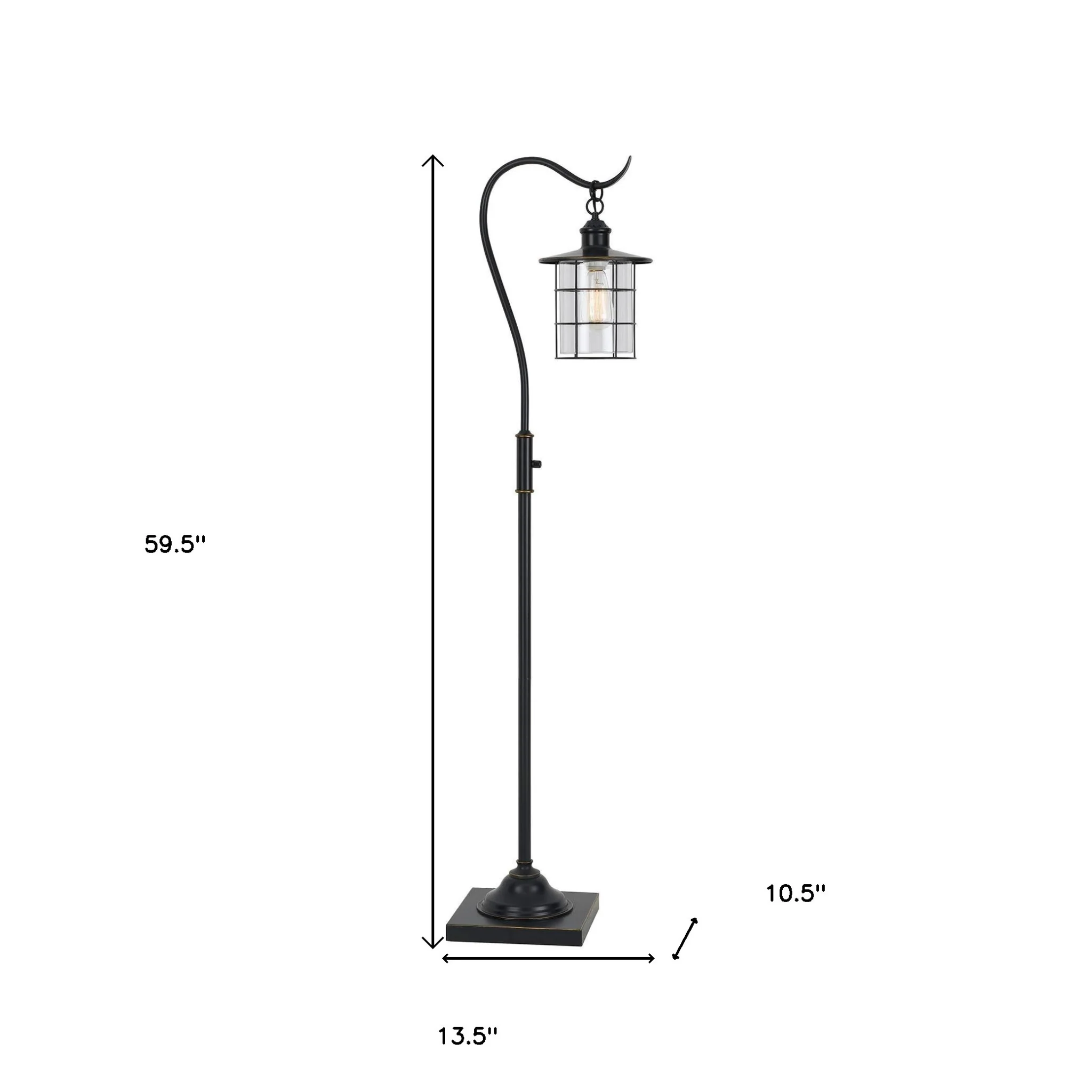 Antiqued Bronze Lantern Style Floor Lamp With Glass and Metal Shade By Homeroots - Image 5