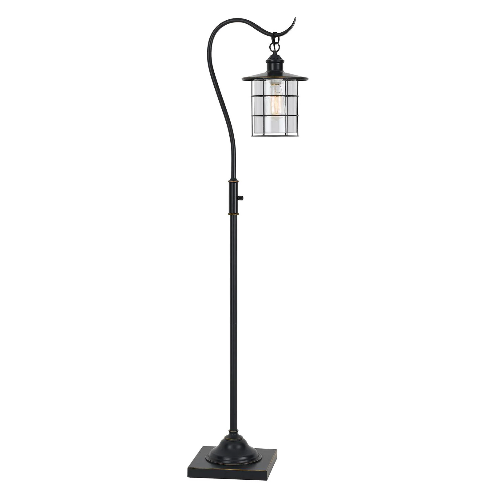 Antiqued Bronze Lantern Style Floor Lamp With Glass and Metal Shade By Homeroots - Image 6