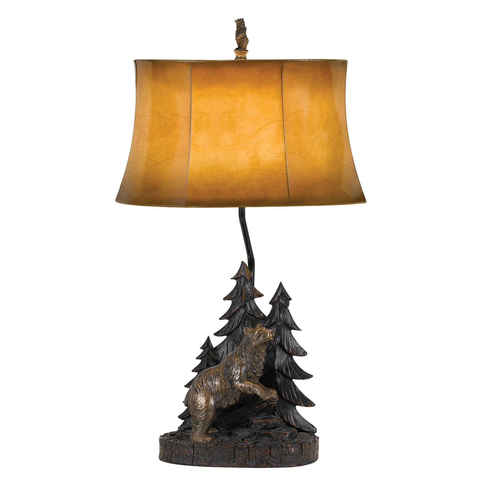 Antiqued Bronze Novelty Table Lamp With Brown Bell Shade By Homeroots - Image 2