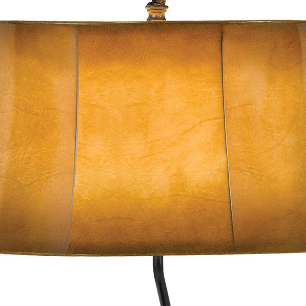 Antiqued Bronze Novelty Table Lamp With Brown Bell Shade By Homeroots - Image 3