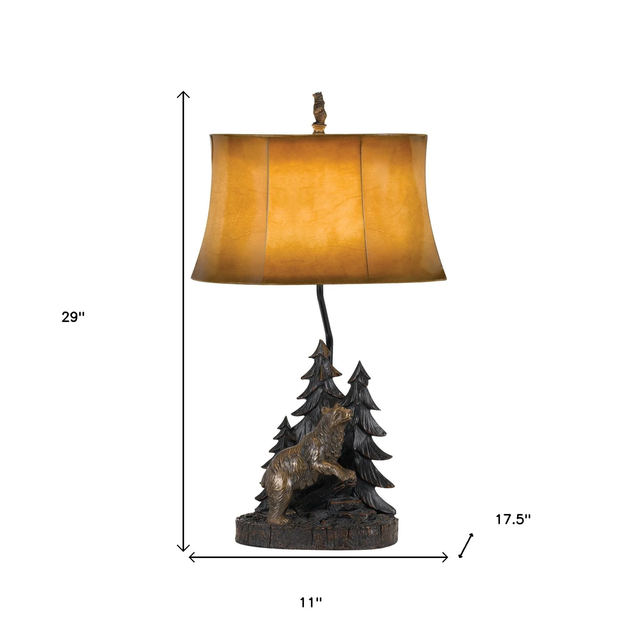 Antiqued Bronze Novelty Table Lamp With Brown Bell Shade By Homeroots - Image 5
