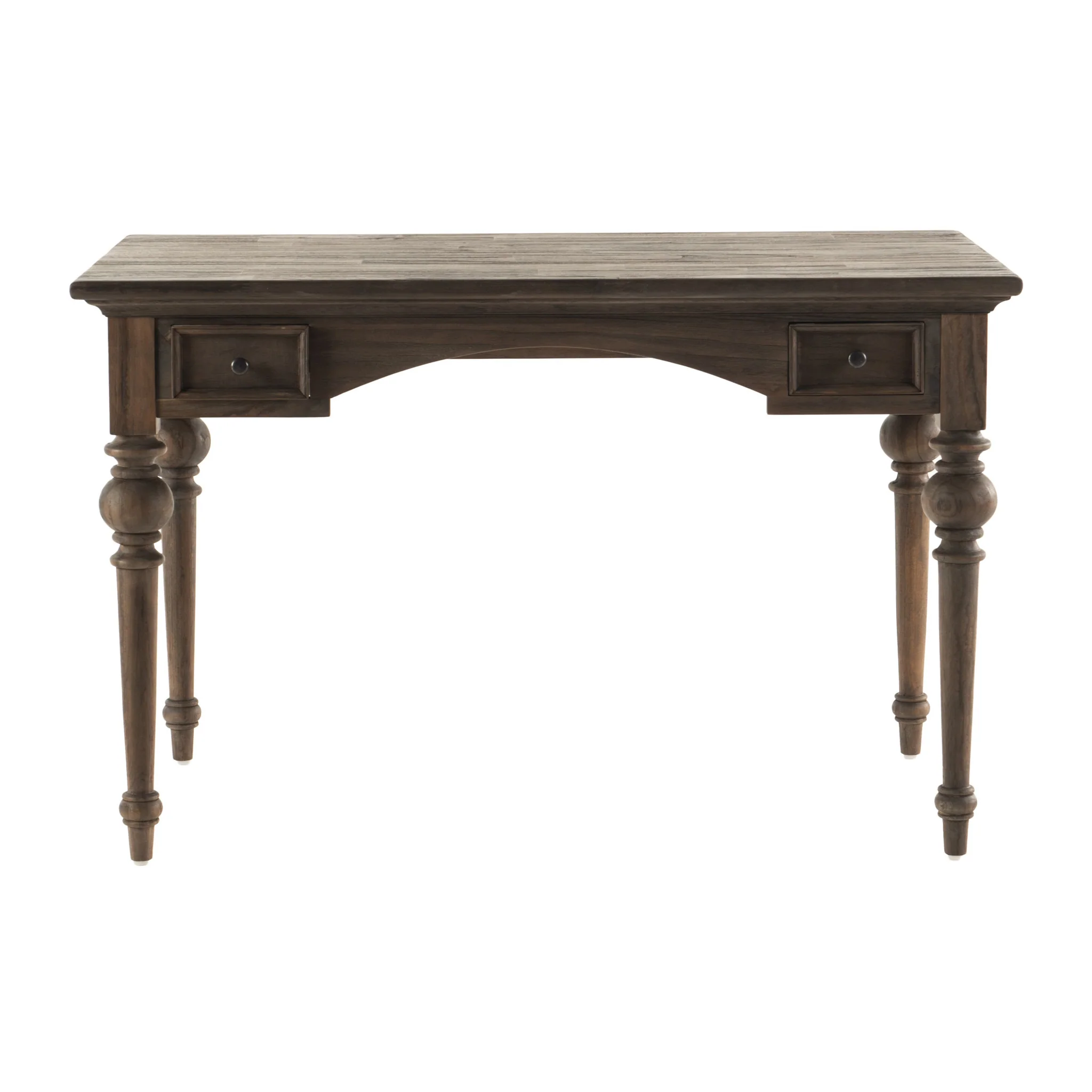Antiqued Brown Teak Provencial Writing or Computer Desk By Homeroots - Image 2
