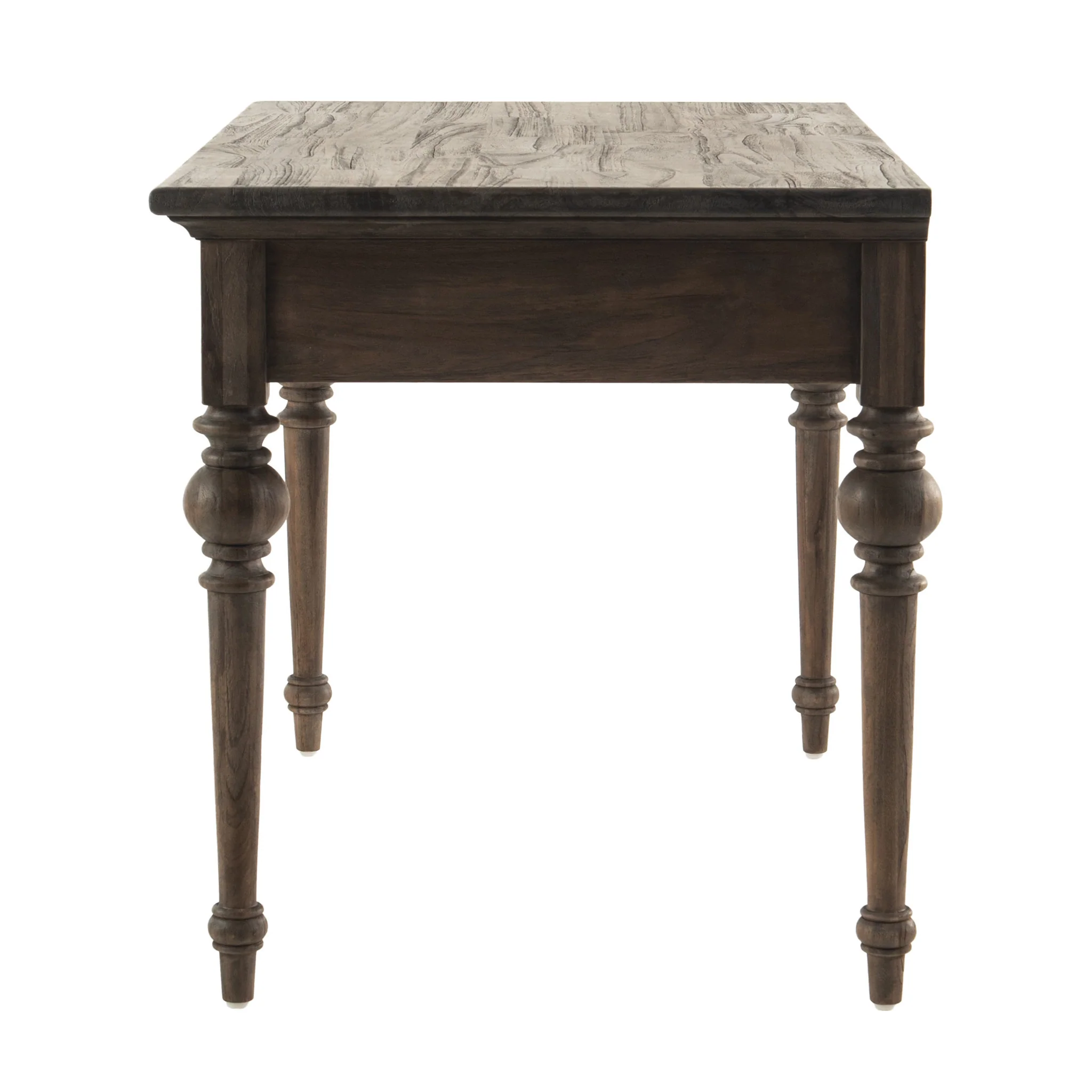 Antiqued Brown Teak Provencial Writing or Computer Desk By Homeroots - Image 6
