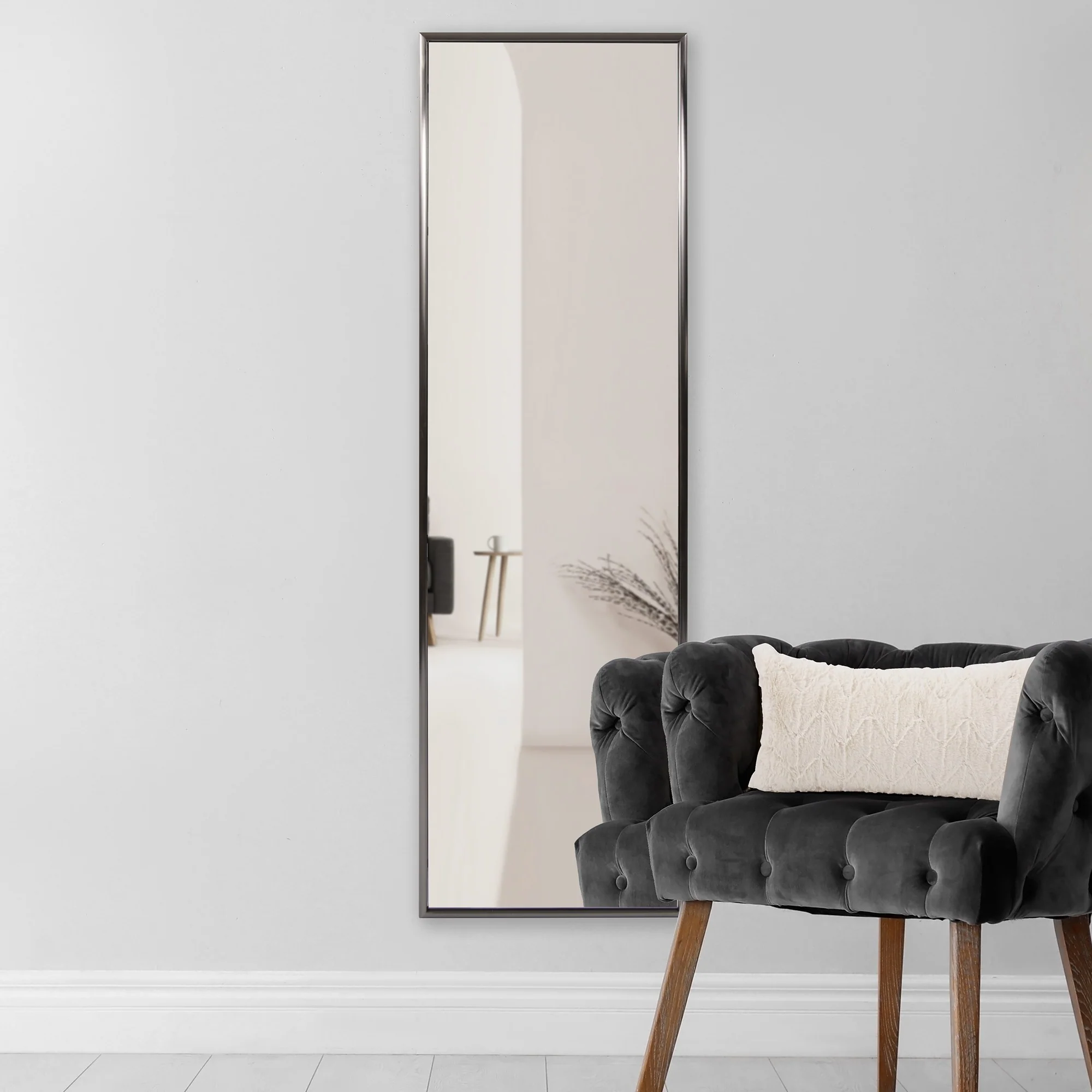 Antiqued Brushed Brass Rectangular Full Length Wall Mirror By Homeroots - Image 13