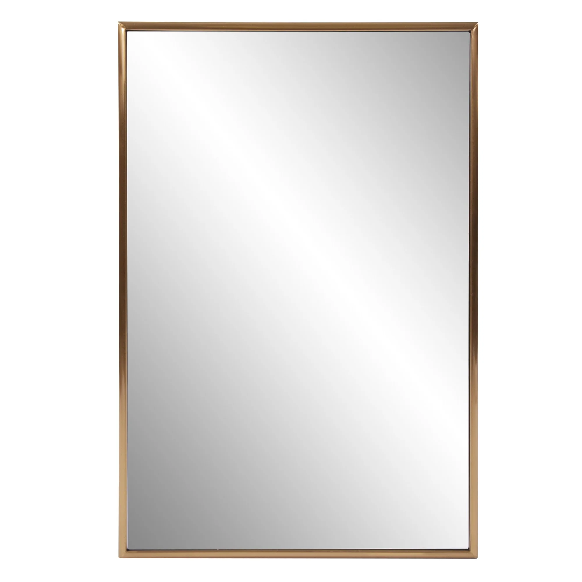 Antiqued Brushed Brass Rectangular Wall Mirror By Homeroots - Image 2