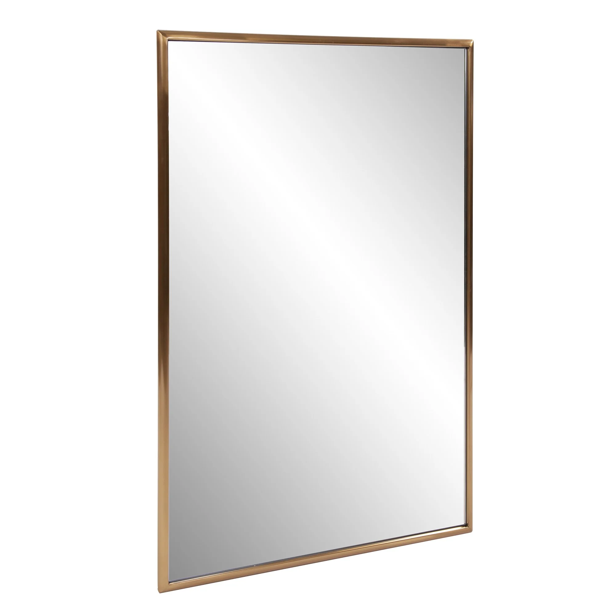 Antiqued Brushed Brass Rectangular Wall Mirror By Homeroots - Image 3