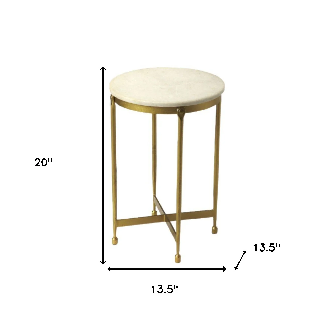 Antiqued Gold And White Marble Round End Table By Homeroots - Image 5