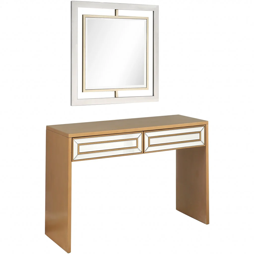 Antiqued Gold Finish Mirror and Console Table By Homeroots - 396841 - Image 3