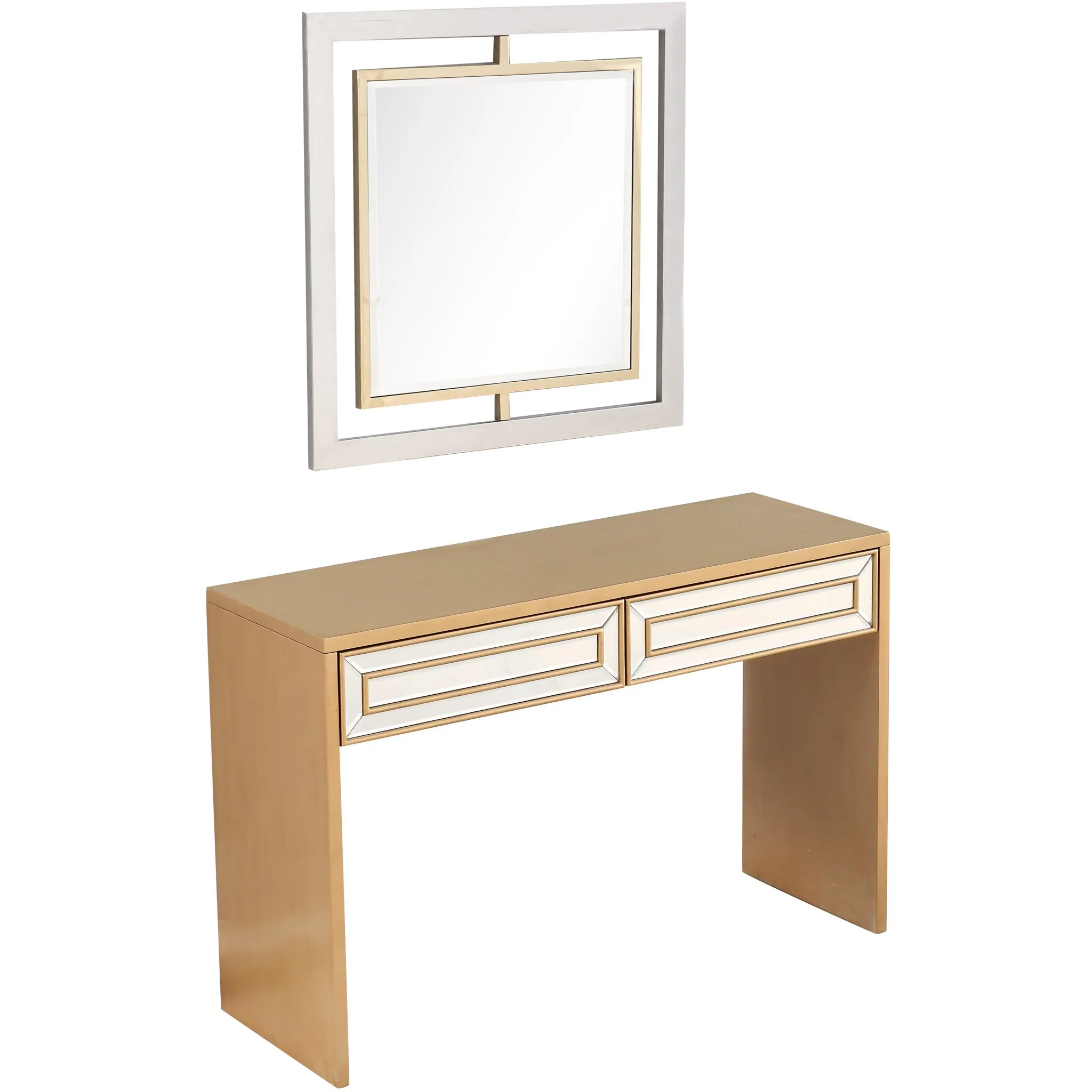 Antiqued Gold Finish Mirror and Console Table By Homeroots - 396841 - Image 4