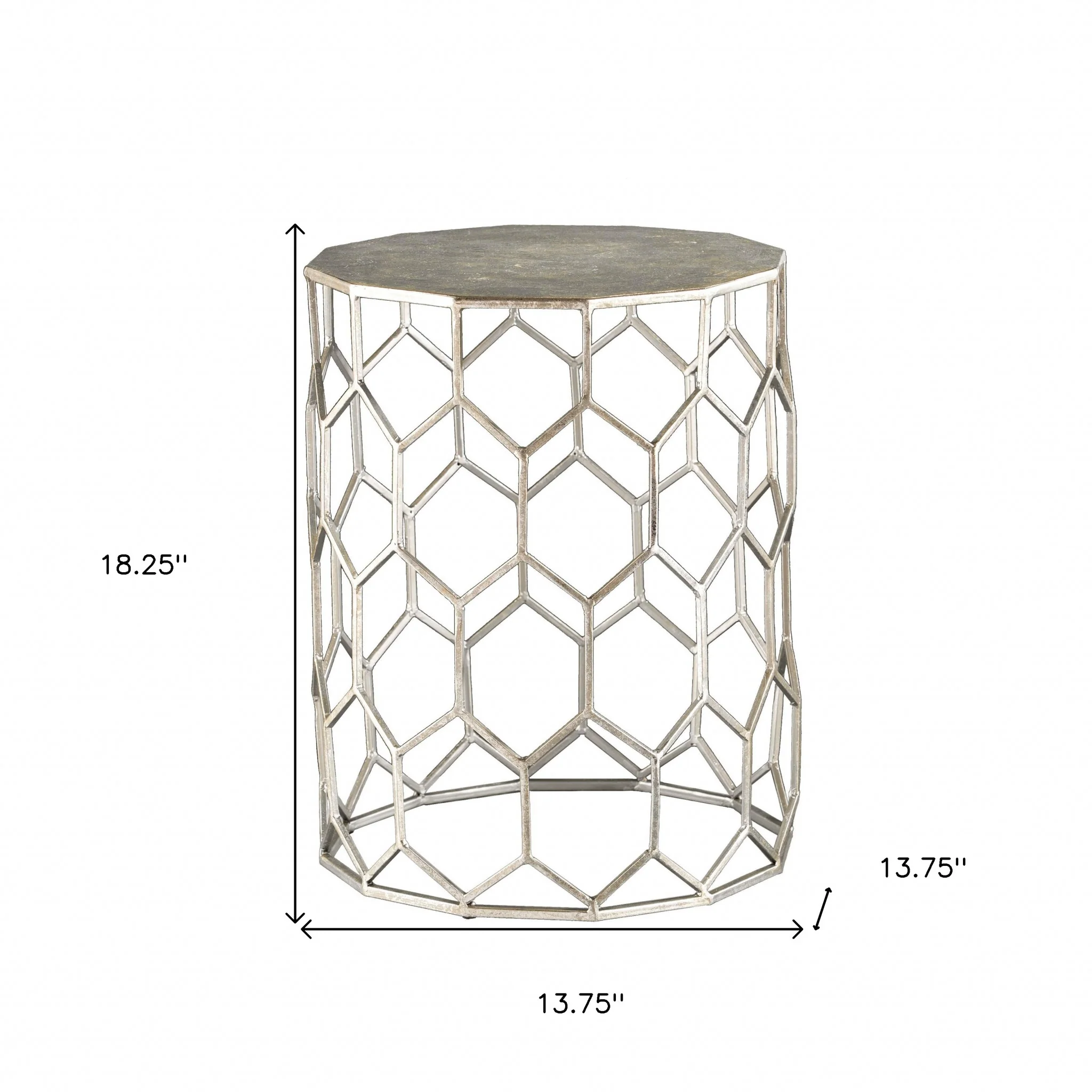 Antiqued Gold Honeycomb Hexagonal End Table By Homeroots - Image 5