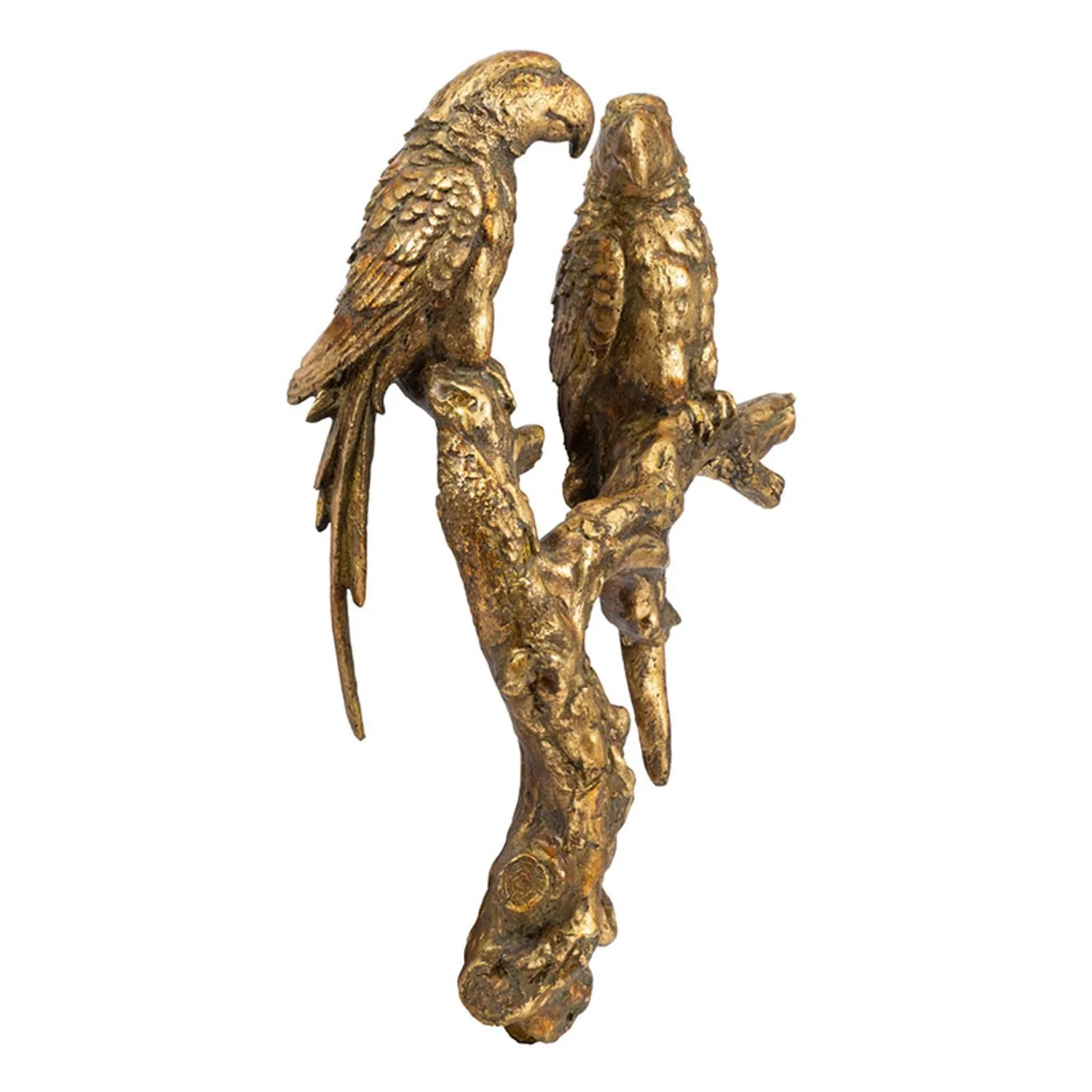Antiqued Gold Parrots Sculpture By Homeroots - Image 2