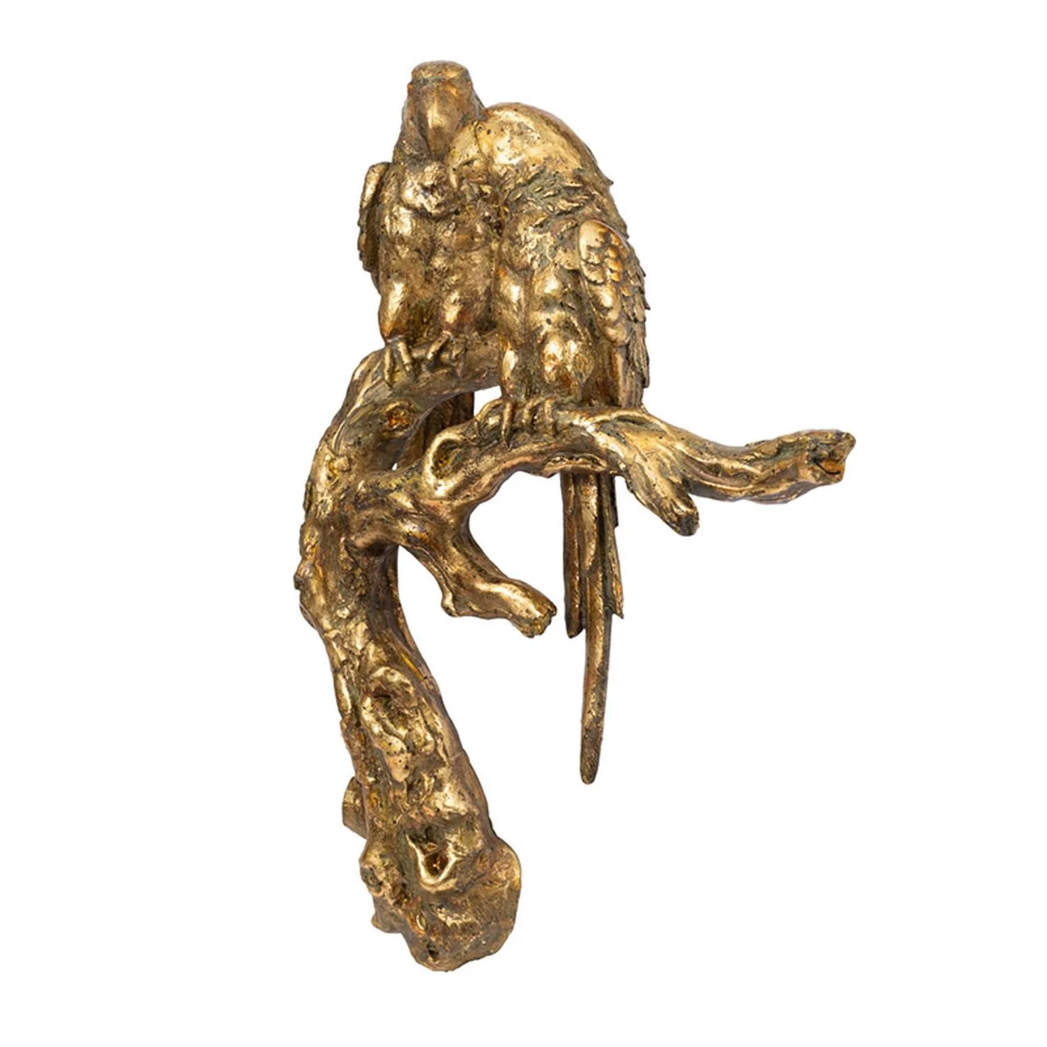 Antiqued Gold Parrots Sculpture By Homeroots - Image 3