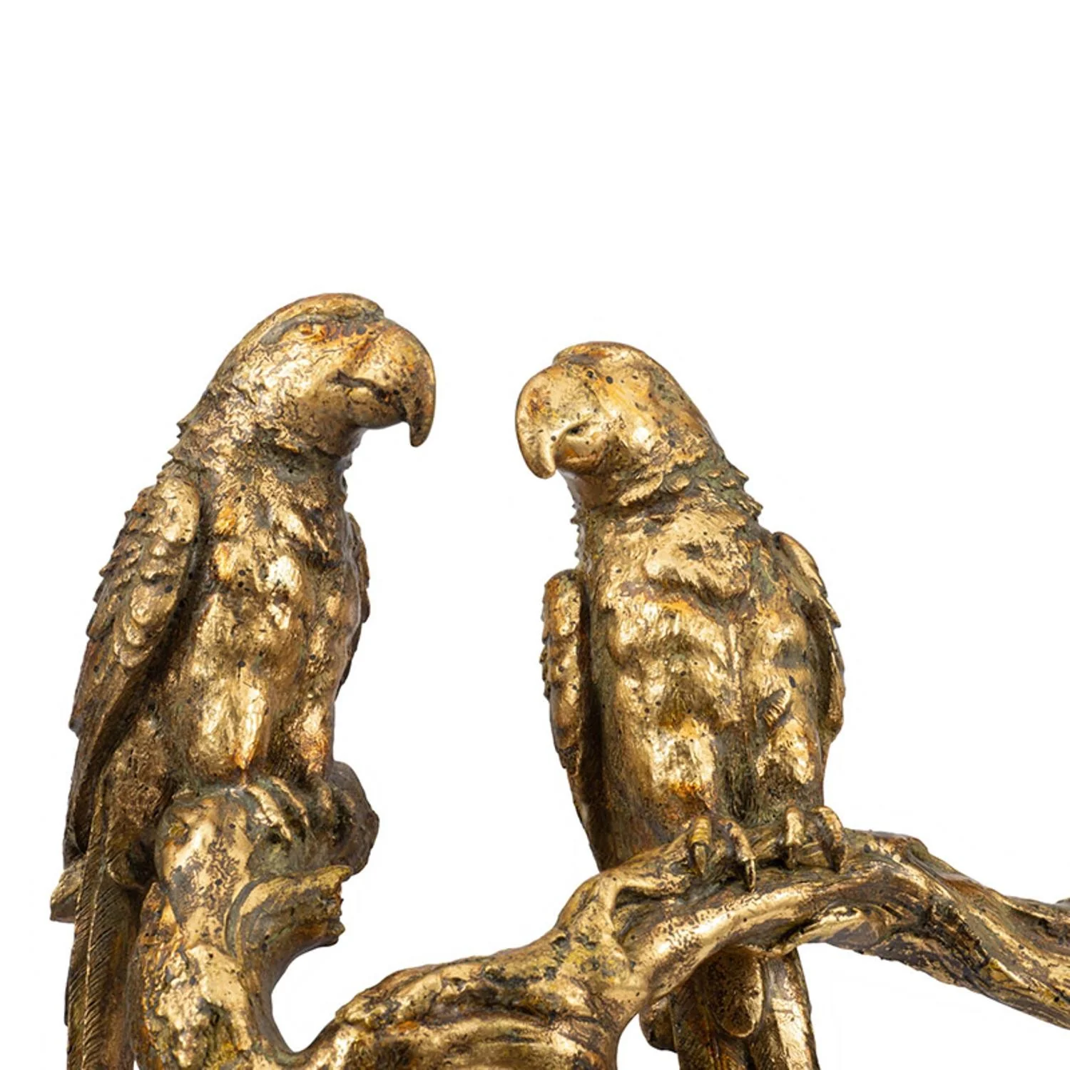 Antiqued Gold Parrots Sculpture By Homeroots - Image 4