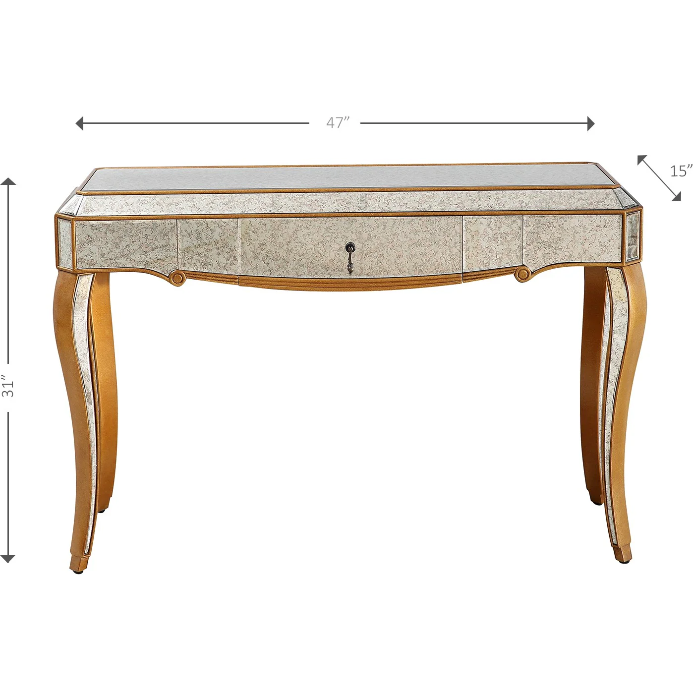 Antiqued Gold Wooden Console Table By Homeroots - Image 4