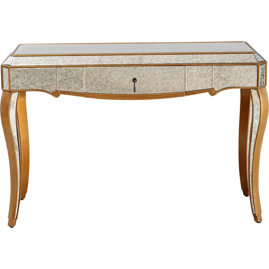 Antiqued Gold Wooden Console Table By Homeroots - Image 5