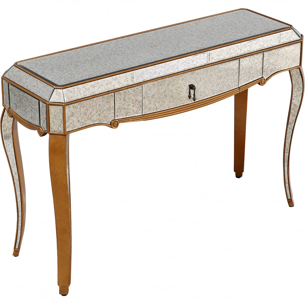 Antiqued Gold Wooden Console Table By Homeroots - Image 7