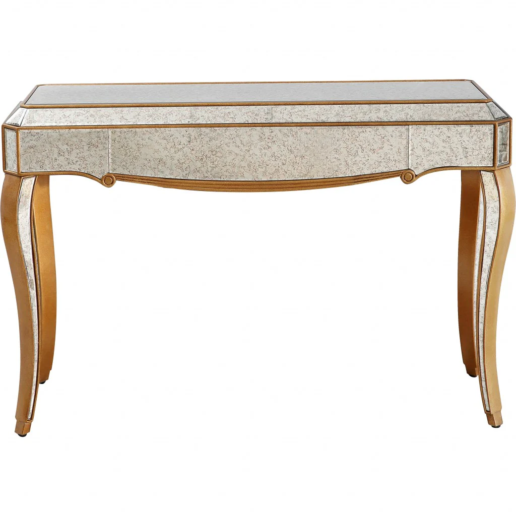 Antiqued Gold Wooden Console Table By Homeroots - Image 8
