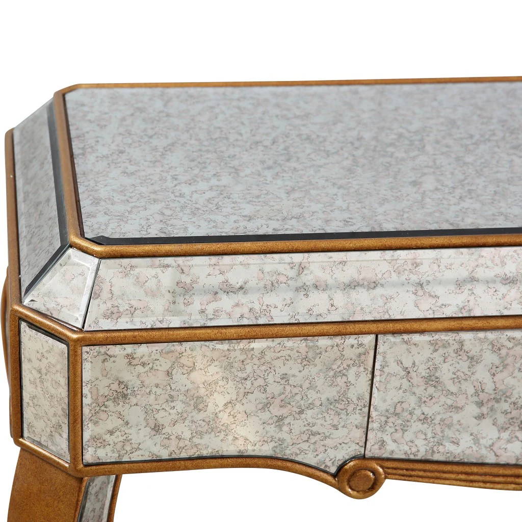 Antiqued Gold Wooden Console Table By Homeroots - Image 9