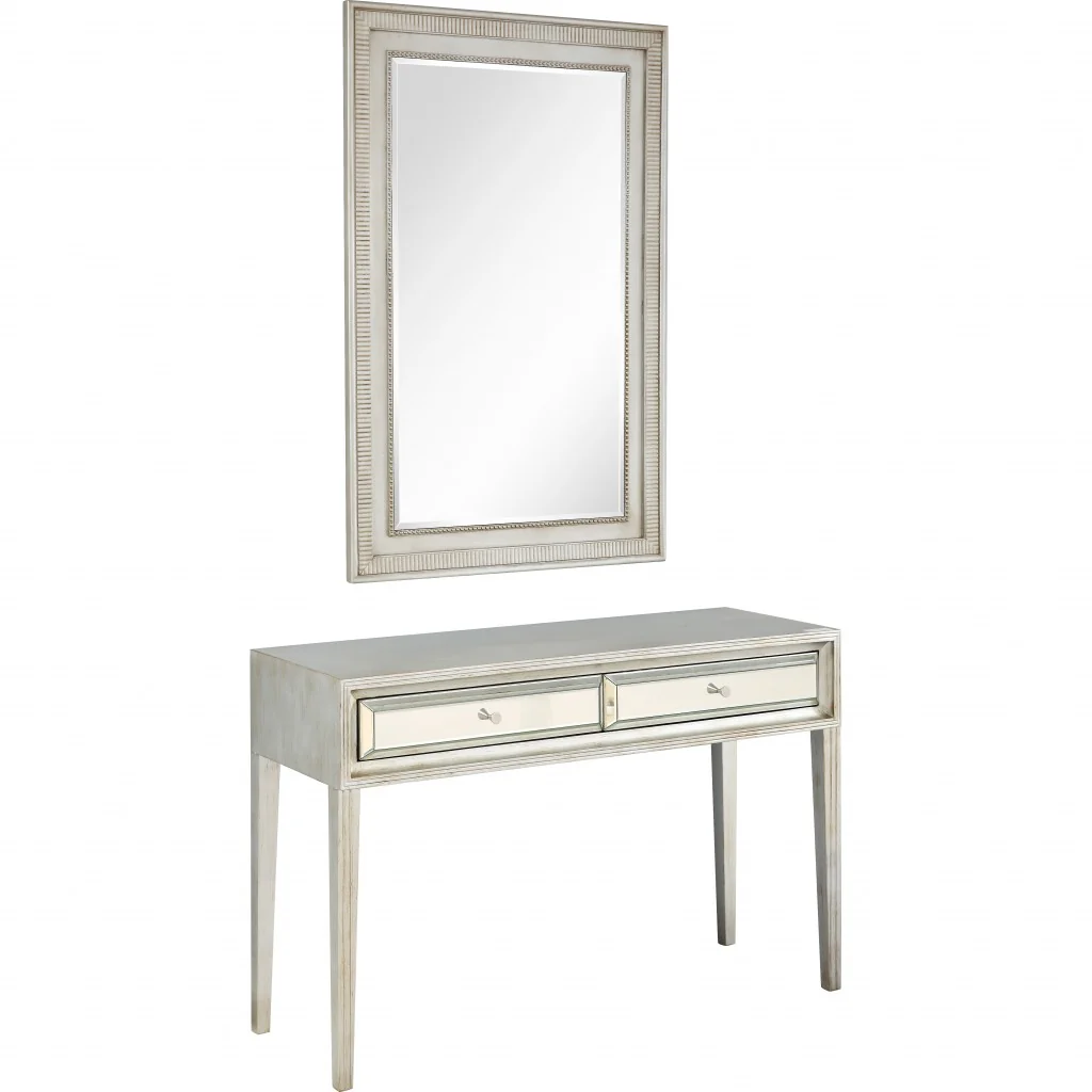Antiqued Silver Finish Mirror and Console Table By Homeroots - Image 3