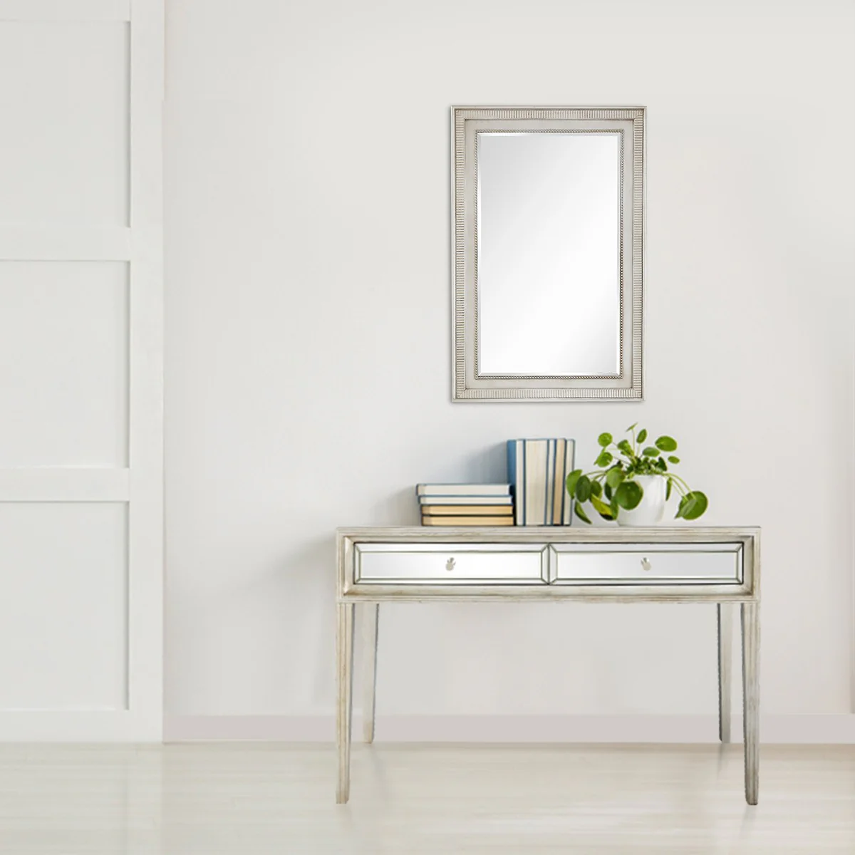 Antiqued Silver Finish Mirror and Console Table By Homeroots - Image 8
