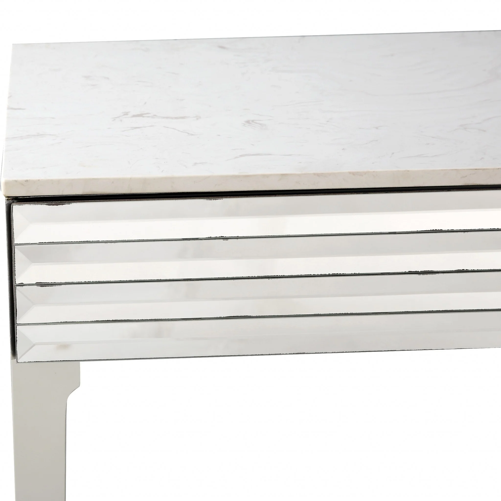 Antiqued Silver Finish Mirror Console Table By Homeroots - Image 2