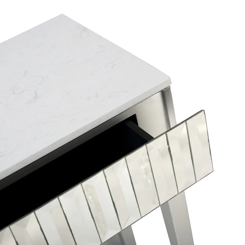 Antiqued Silver Finish Mirror Console Table By Homeroots - Image 9