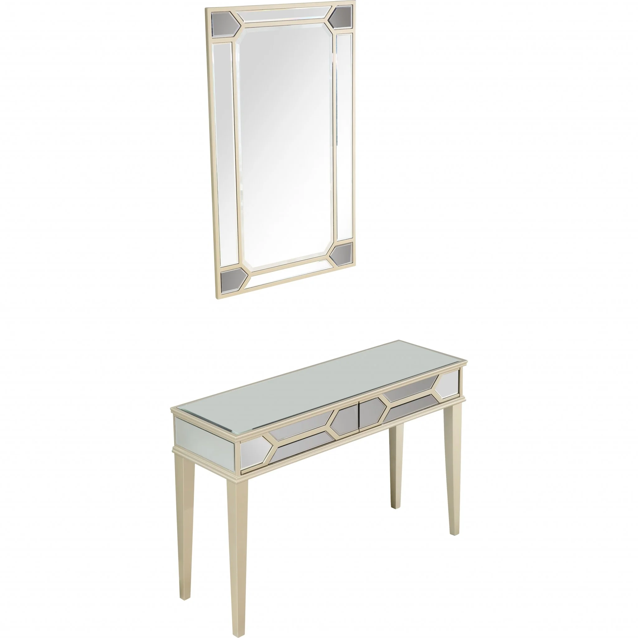 Antiqued Silver Mirror and Console Table By Homeroots - Image 4