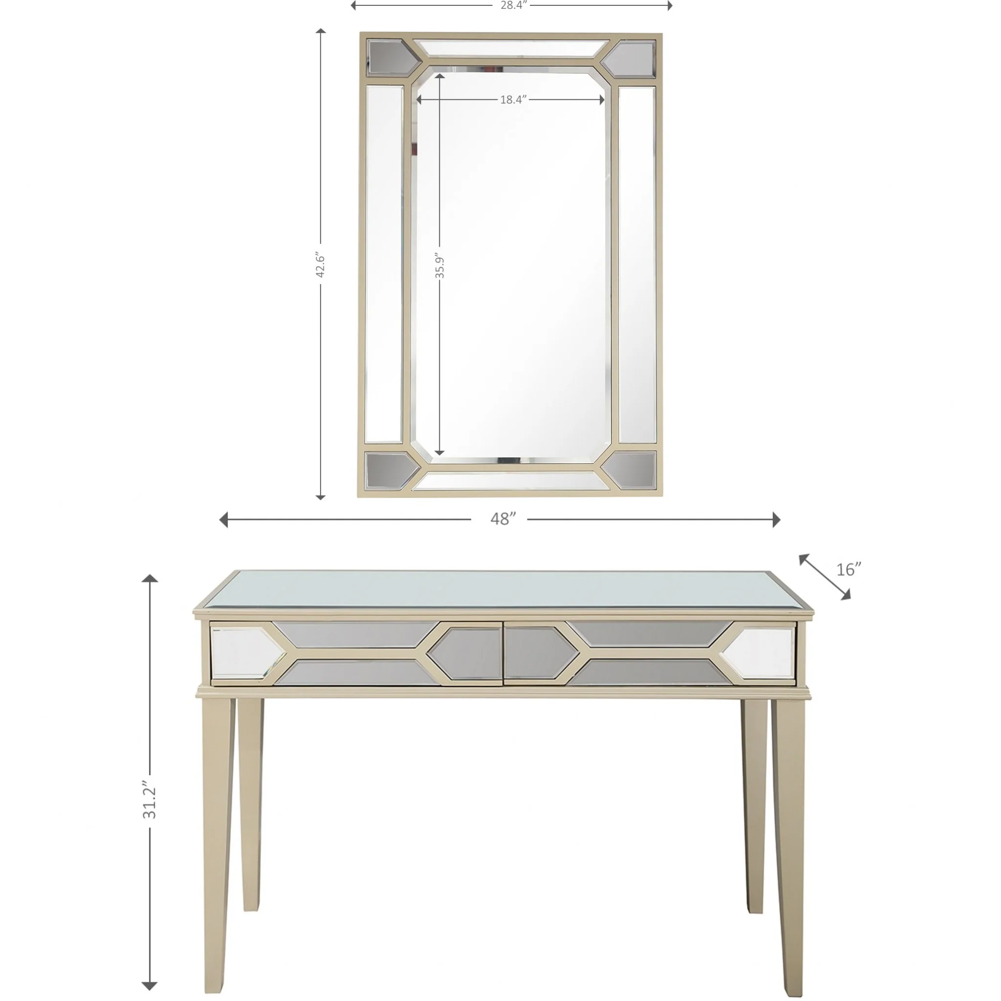 Antiqued Silver Mirror and Console Table By Homeroots - Image 9