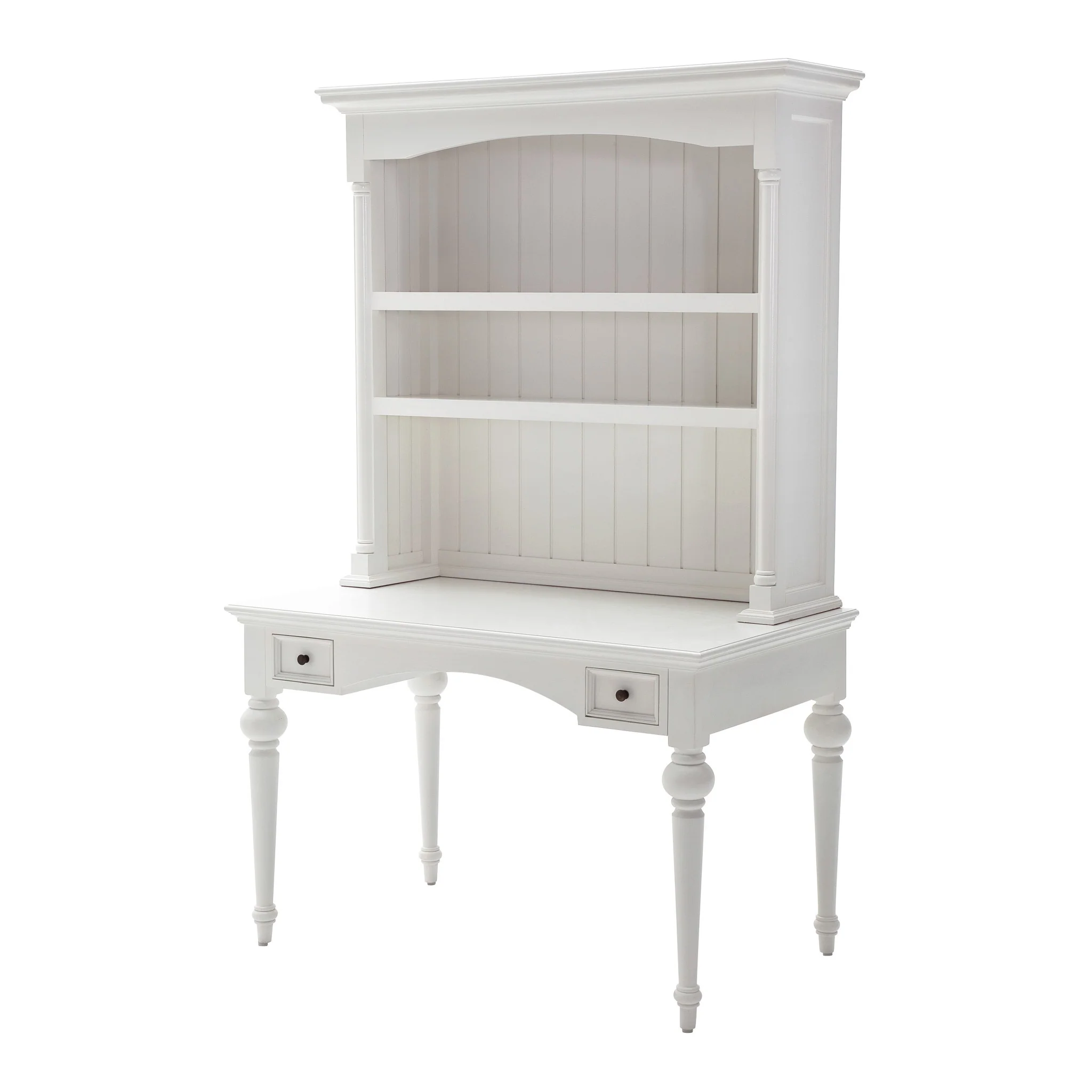 Antiqued White Provencial Writing or Computer Desk with Hutch By Homeroots - Image 2