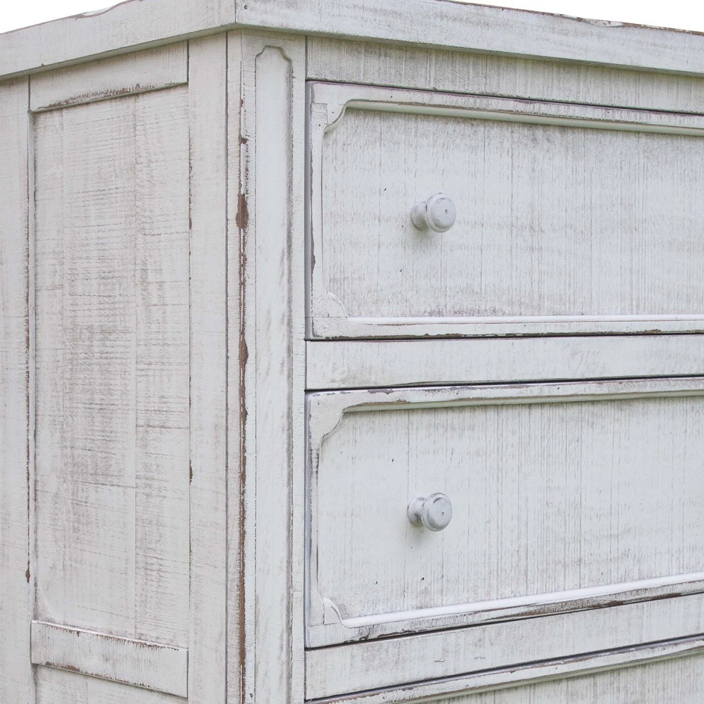 Antiqued White Solid Wood Four Drawer Chest By Homeroots - Image 2