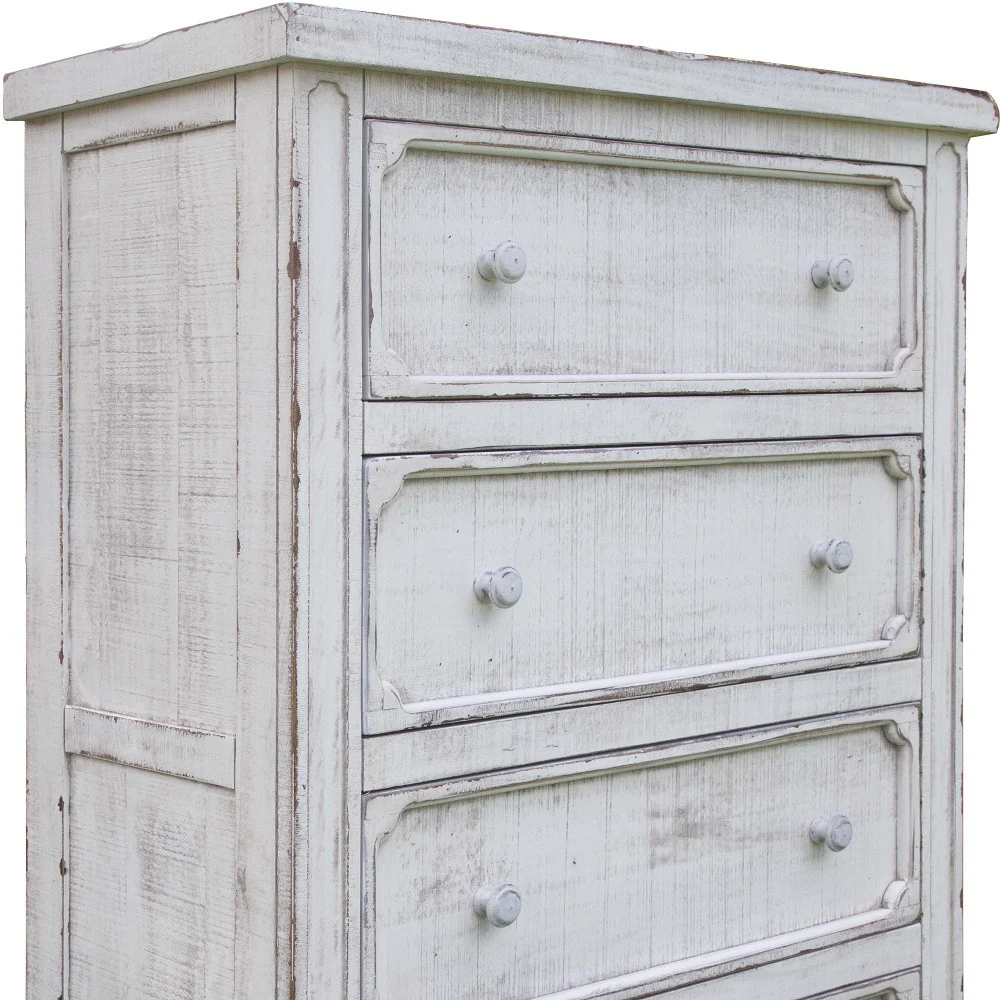 Antiqued White Solid Wood Four Drawer Chest By Homeroots - Image 3