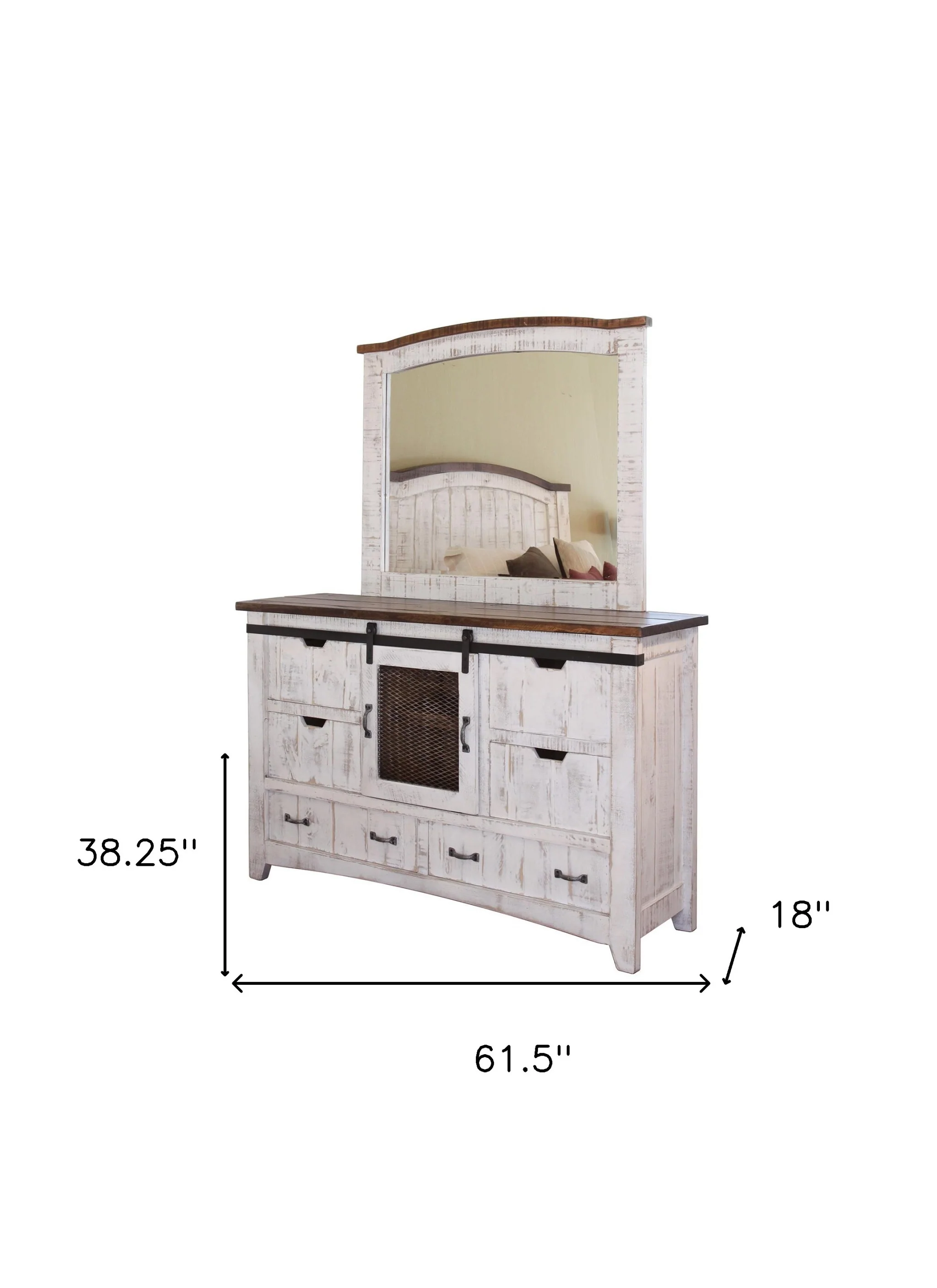 Antiqued White Solid Wood Six Drawer Triple Dresser By Homeroots - Image 3