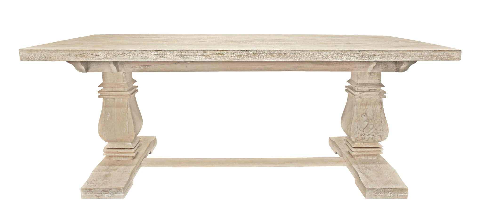 Antiqued White Solid Wood Trestle Base Dining Table By Homeroots - Image 2