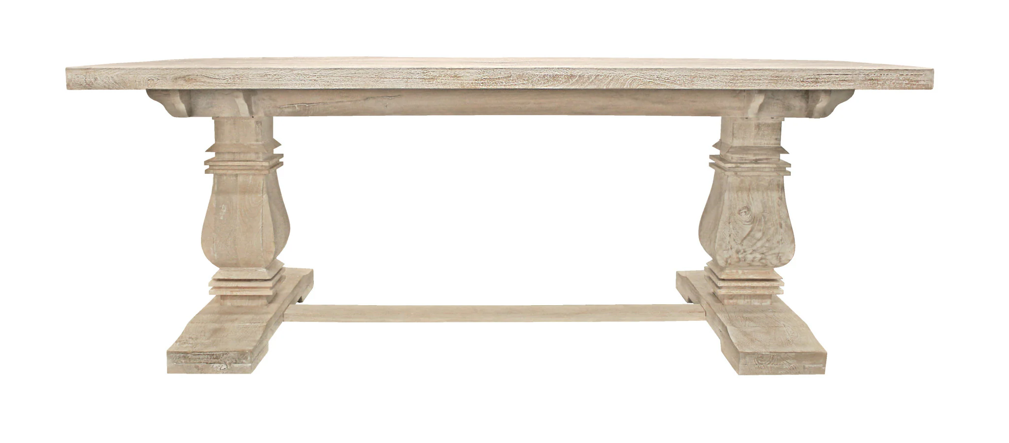 Antiqued White Solid Wood Trestle Base Dining Table By Homeroots - Image 3