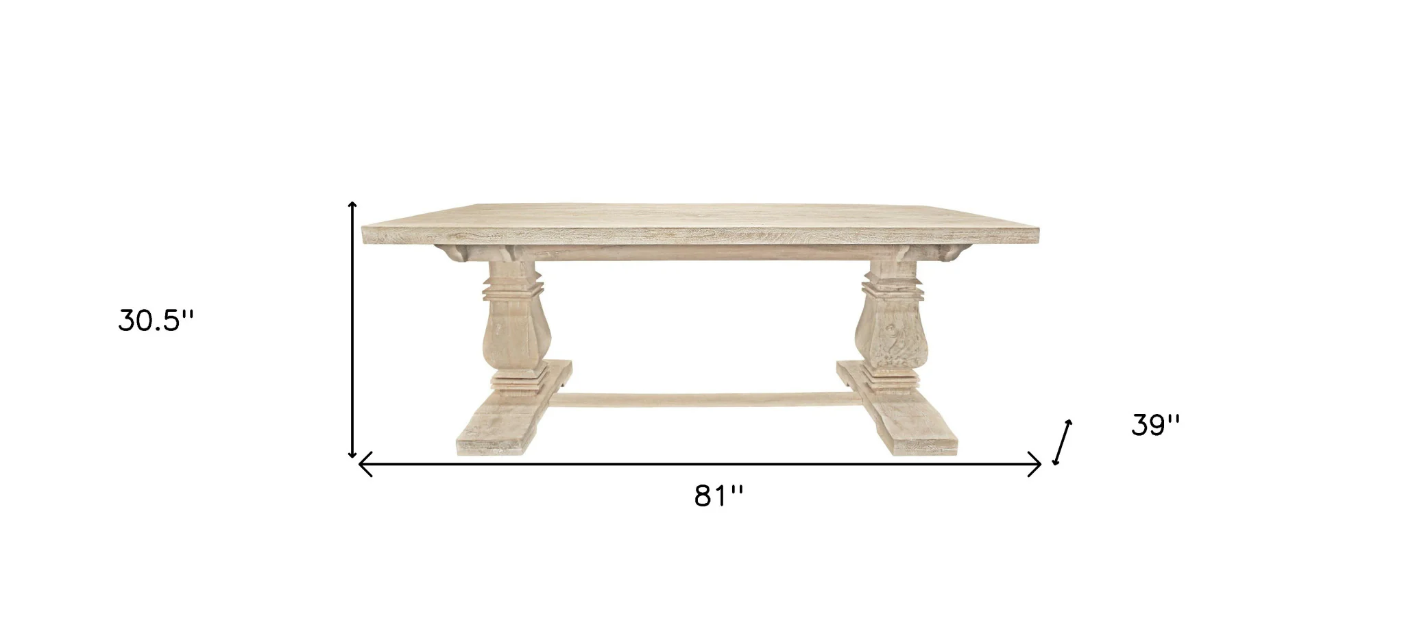 Antiqued White Solid Wood Trestle Base Dining Table By Homeroots - Image 7